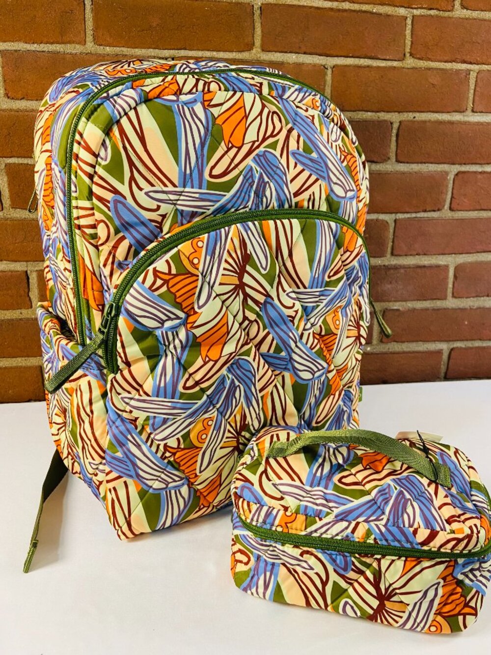 Vera Bradley Large Backpack AND Cosmetic Case - Dragonfly By Pattern